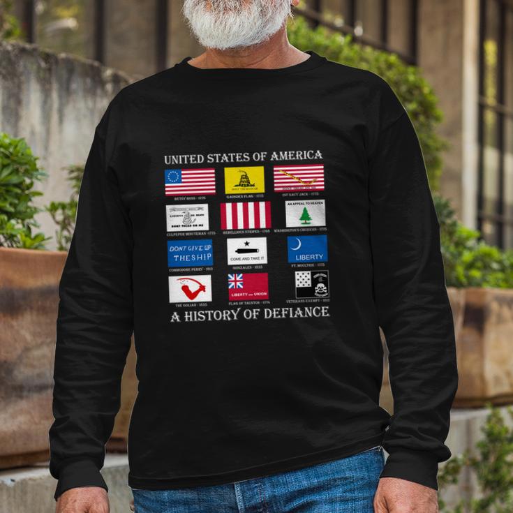 United States Of America History Flags Of Defiance Long Sleeve T-Shirt Gifts for Old Men