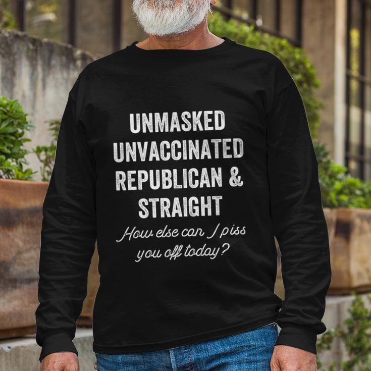 Unmask Unvaccinated Republican & Straight Anti Vax Freedom Tshirt Long Sleeve T-Shirt Gifts for Old Men