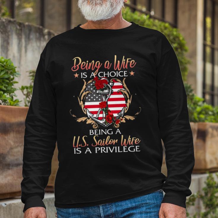 Us Sailor Wife Long Sleeve T-Shirt Gifts for Old Men