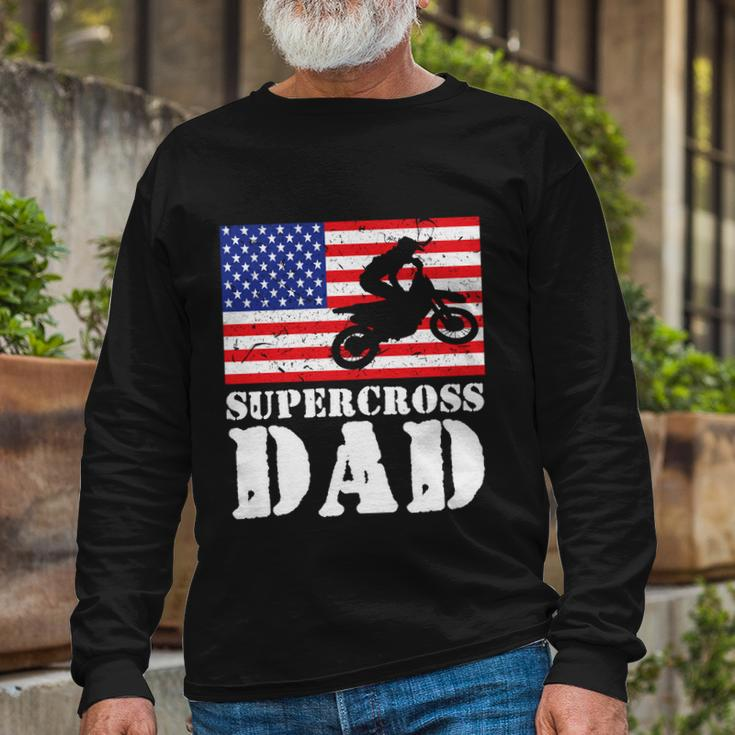 Usa American Distressed Flag Supercross Dad Men For Him Long Sleeve T-Shirt Gifts for Old Men