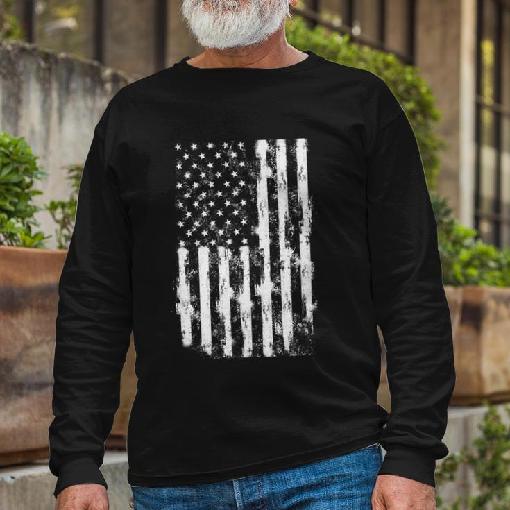 Usa Flag Patriotic 4Th Of July Tattered American Flag Long Sleeve T-Shirt Gifts for Old Men