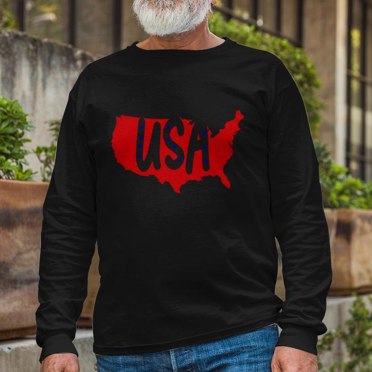 Usa Map Patriotic Celebrate 4Th Of July Long Sleeve T-Shirt Gifts for Old Men