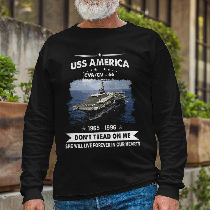 Uss America Cv 66 Cva 66 Front Long Sleeve T-Shirt Gifts for Old Men
