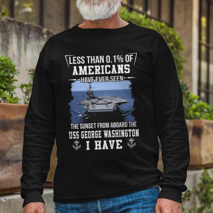 Uss George Washington Cvn 73 Sunset Long Sleeve T-Shirt Gifts for Old Men