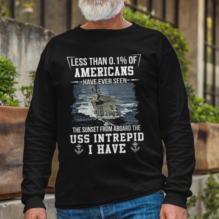 Uss Intrepid Cv 11 Sunset Long Sleeve T-Shirt Gifts for Old Men