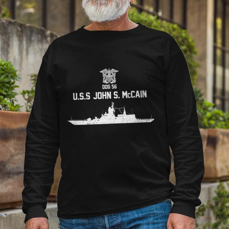 Uss John S Mccain Ddg 56 Navy Ship Emblem Long Sleeve T-Shirt Gifts for Old Men