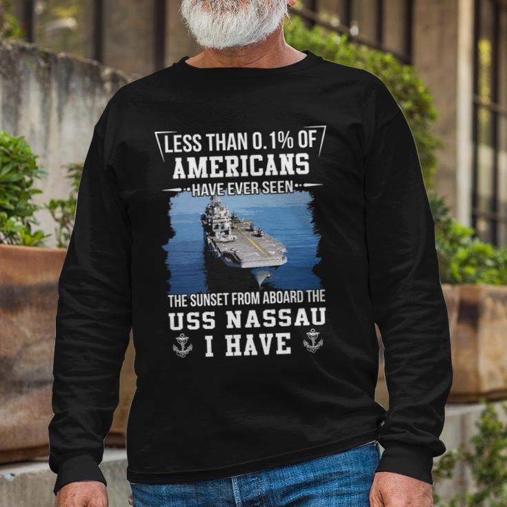 Uss Nassau Lha 4 Sunset Long Sleeve T-Shirt Gifts for Old Men