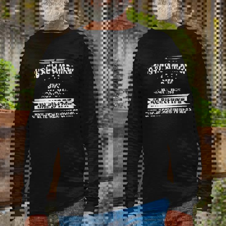 Uss Paul Hamilton Dd Long Sleeve T-Shirt Gifts for Old Men