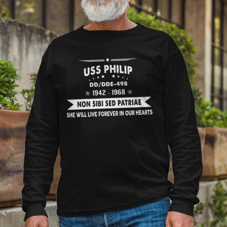 Uss Philip Dd 498 De V2 Long Sleeve T-Shirt Gifts for Old Men