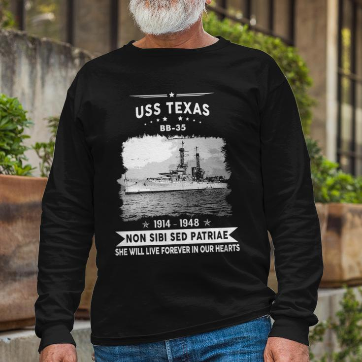 Uss Texas Bb 35 Battleship Long Sleeve T-Shirt Gifts for Old Men