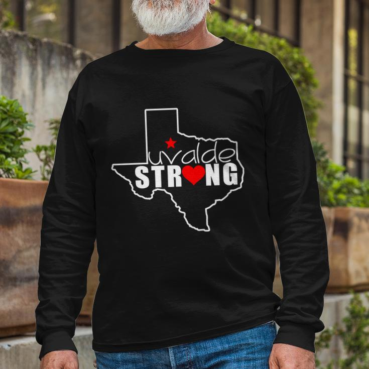 Uvalde Strong Texas Map Heart Long Sleeve T-Shirt Gifts for Old Men