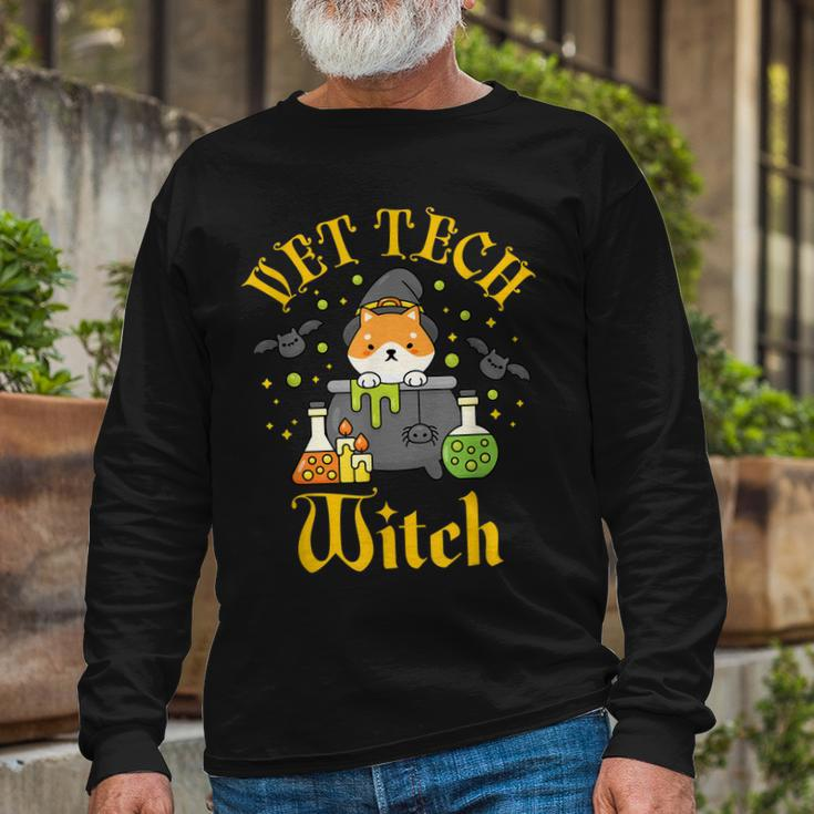 Vet Tech Witch Halloween Veterinary Technician Women Long Sleeve T-Shirt Gifts for Old Men