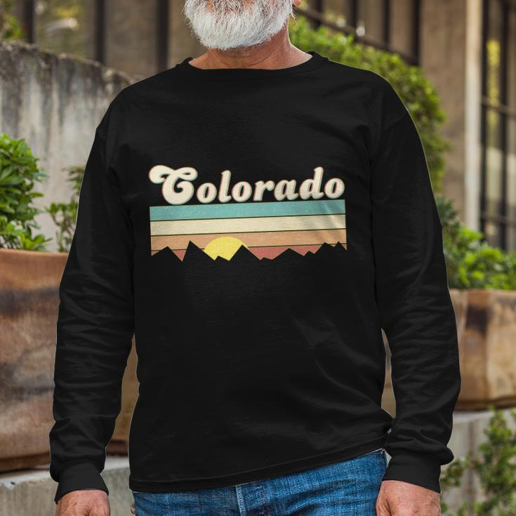 Vintage Colorado Mountain Sunset Tshirt Long Sleeve T-Shirt Gifts for Old Men