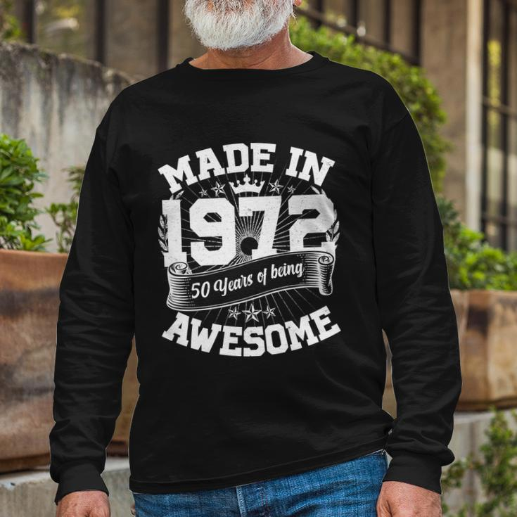 Vintage Crown Made In 1972 50 Years Of Being Awesome 50Th Birthday Long Sleeve T-Shirt Gifts for Old Men