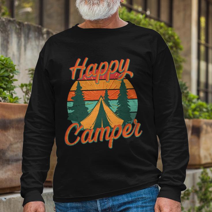 Vintage Happy Camper Emblem Long Sleeve T-Shirt Gifts for Old Men