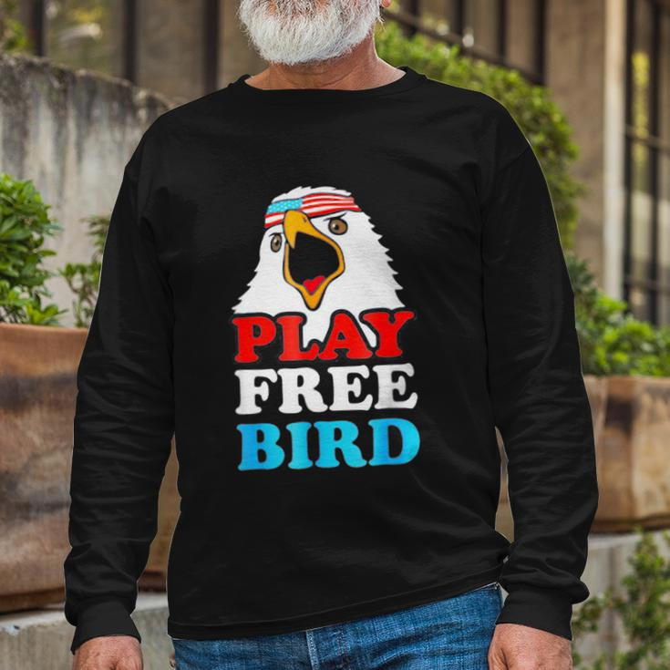 Vintage Play Free Bird Bald Eagle American Patriotic Usa Long Sleeve T-Shirt Gifts for Old Men
