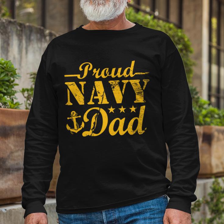 Vintage Proud Navy Dad Long Sleeve T-Shirt Gifts for Old Men