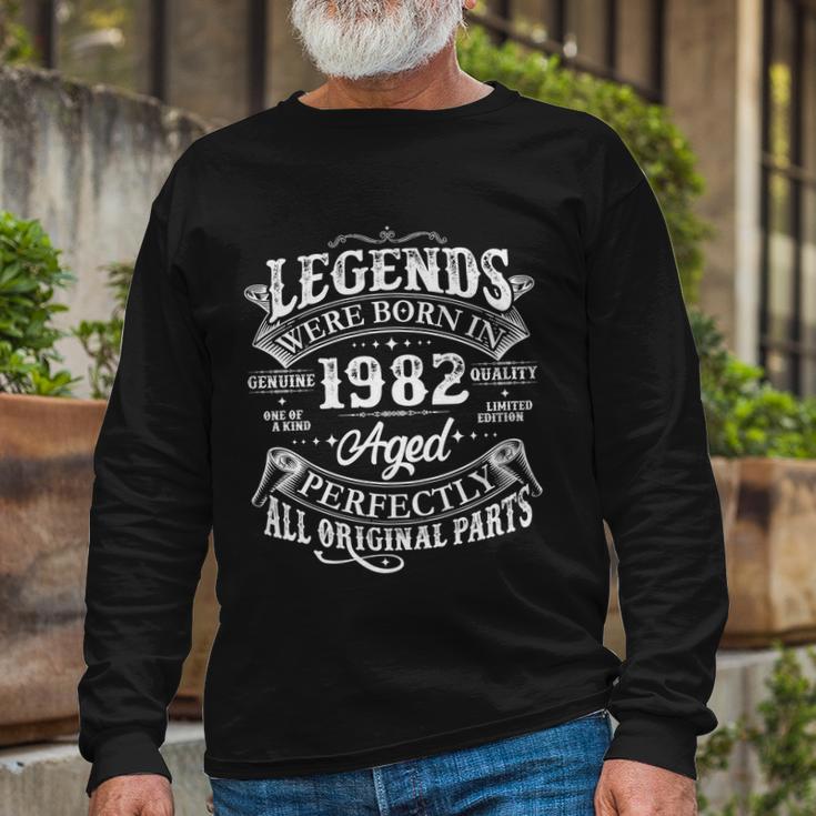 Vintage Scroll Legends Were Born In 1982 Aged Perfectly 40Th Birthday Long Sleeve T-Shirt Gifts for Old Men