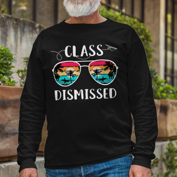 Vintage Teacher Class Dismissed Sunglasses Sunset Surfing V2 Long Sleeve T-Shirt Gifts for Old Men