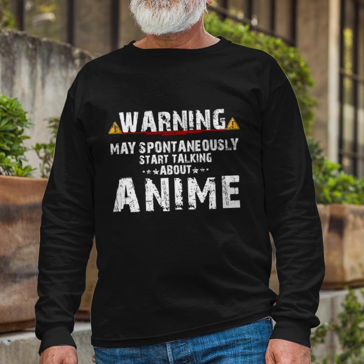 Warning May Spontaneously Start Talking About Anime V2 Long Sleeve T-Shirt Gifts for Old Men