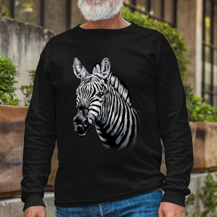 Wildlife Big Face Zebra Up Close Portrait Tshirt Long Sleeve T-Shirt Gifts for Old Men