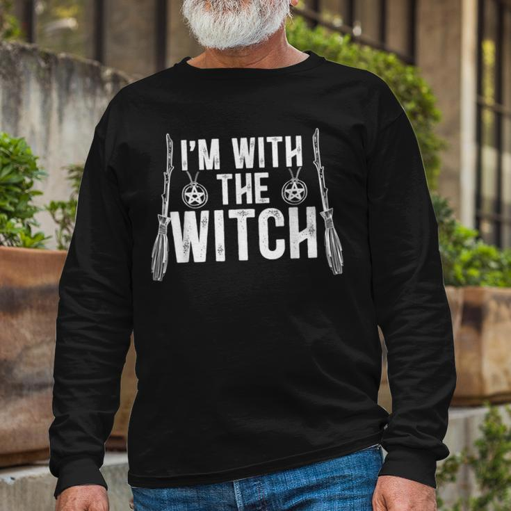 Im With The Witch For A Couples Halloween Witches Long Sleeve T-Shirt Gifts for Old Men