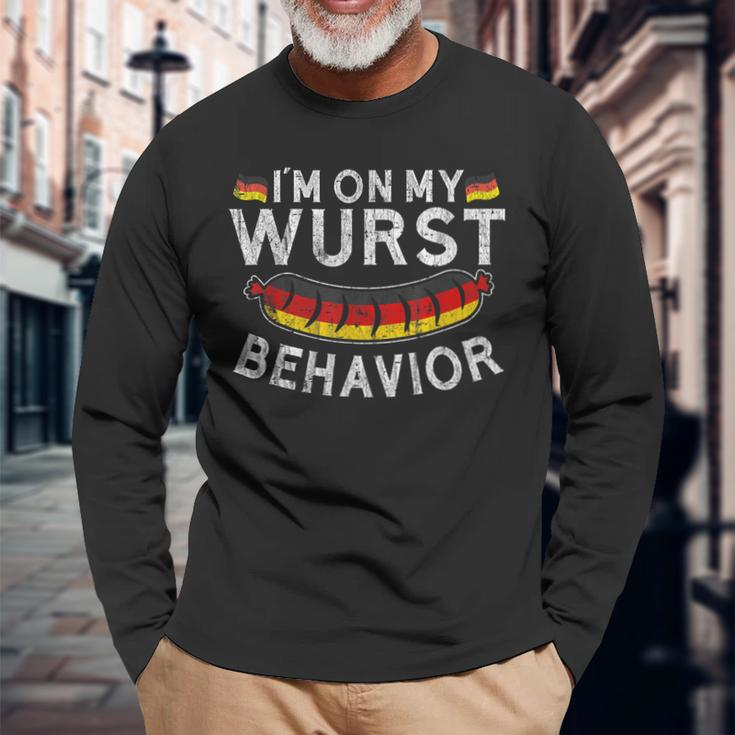 Im On My Wurst Behavior German Oktoberfest Germany Men Women Long Sleeve T-Shirt T-shirt Graphic Print Gifts for Old Men