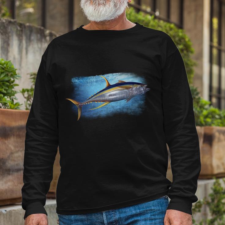 Yellowfin Tuna Swimming Long Sleeve T-Shirt Gifts for Old Men