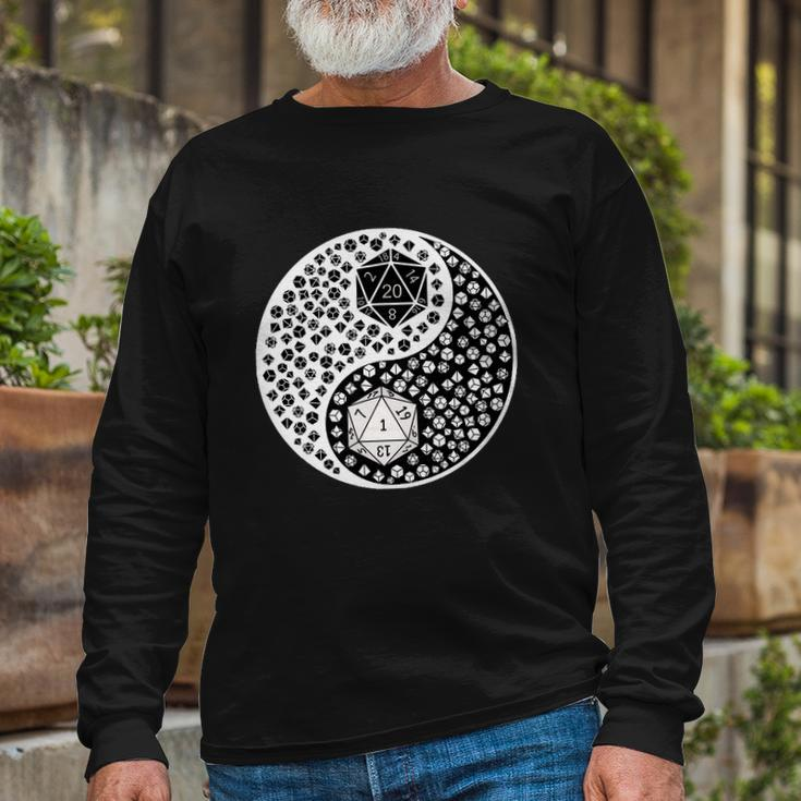 Ying Yang D20 Dungeons And Dragons Tshirt Long Sleeve T-Shirt Gifts for Old Men