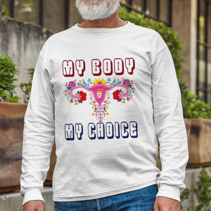 My Body My Choice Pro Roe Floral Uterus Long Sleeve T-Shirt T-Shirt Gifts for Old Men
