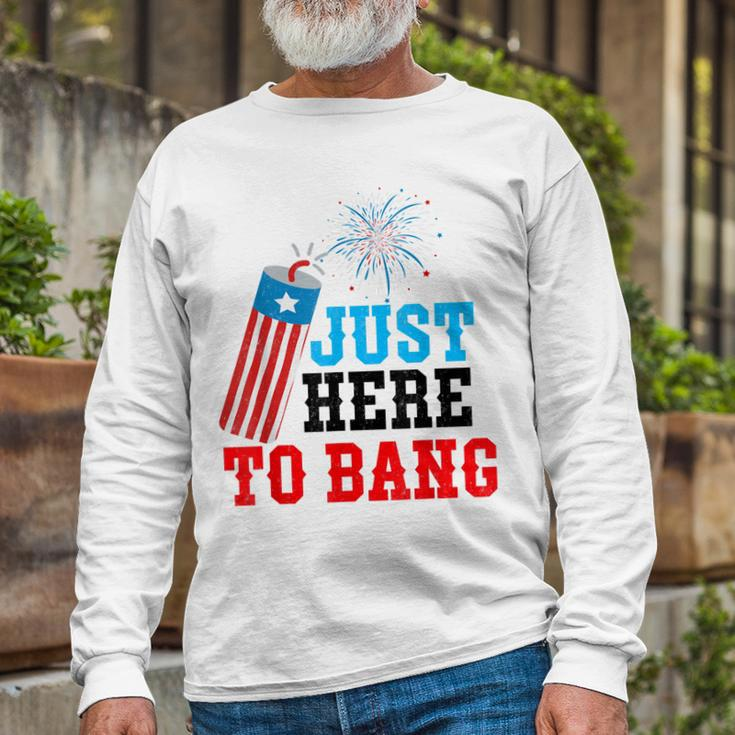 Fourth Of July 4Th Of July Im Just Here To Bang Long Sleeve T-Shirt Gifts for Old Men