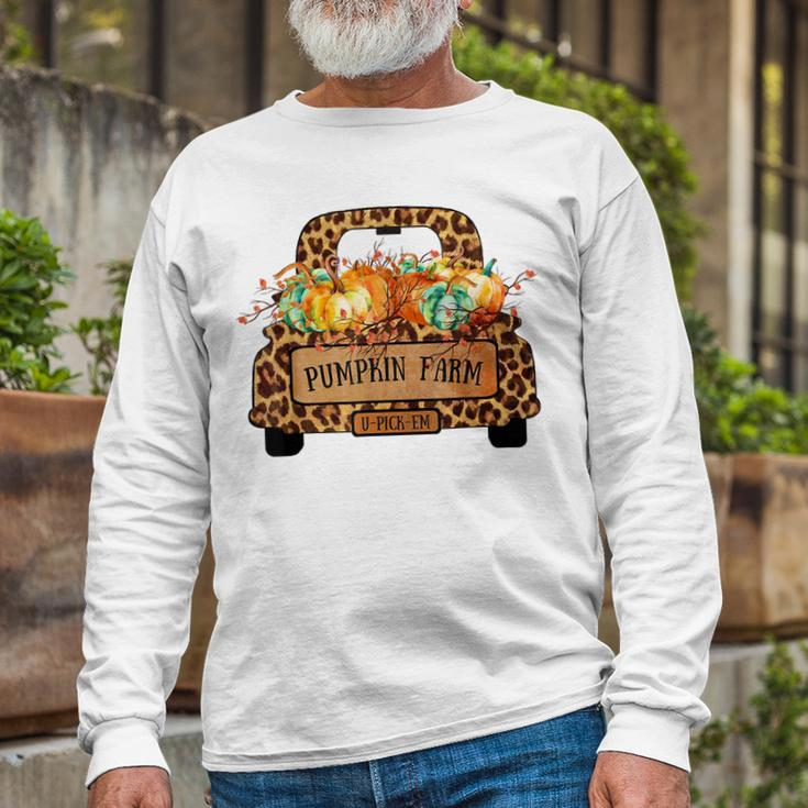 Halloween Pumpkin Farm Farmer Leopard Truck Farmers Wife Long Sleeve T-Shirt Gifts for Old Men