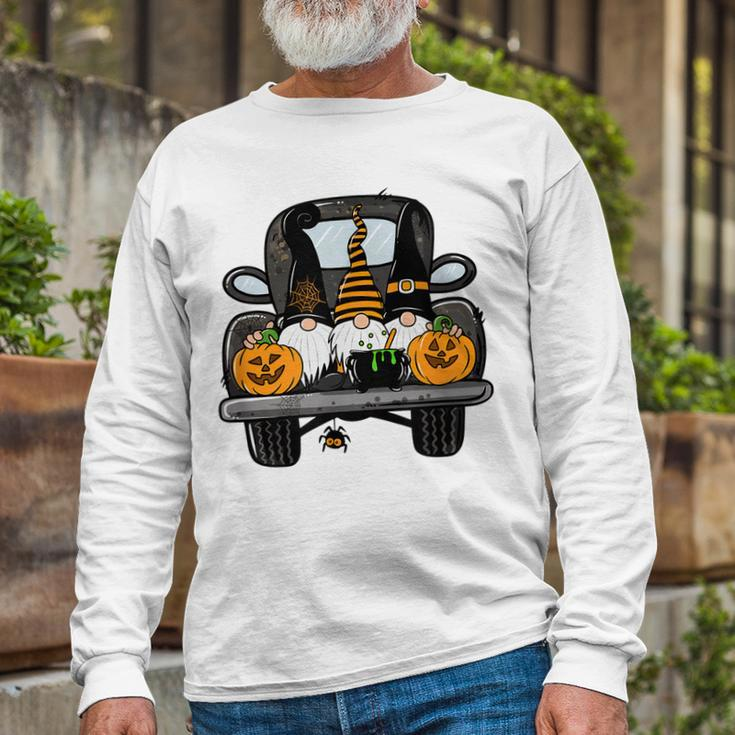 Halloween Truck Gnomes Pumpkin Thanksgiving Long Sleeve T-Shirt Gifts for Old Men