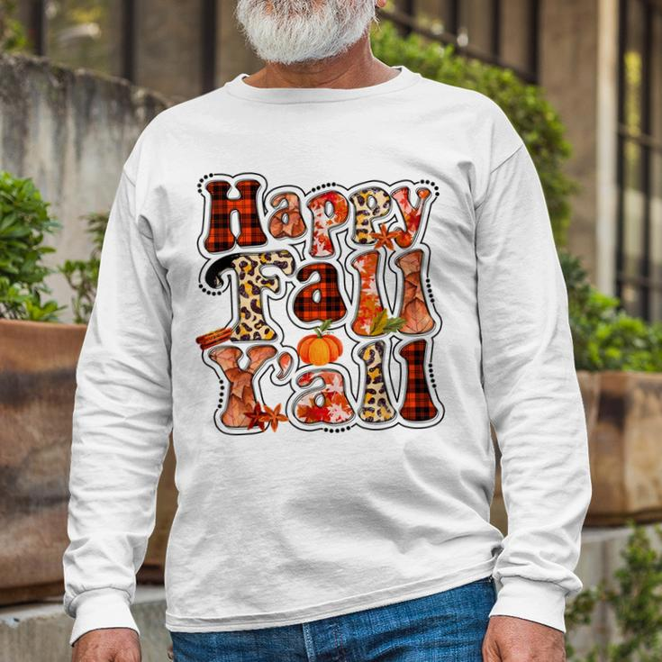 Happy Fall Yall Autumn Vibes Halloween For Autumn Lovers Long Sleeve T-Shirt Gifts for Old Men