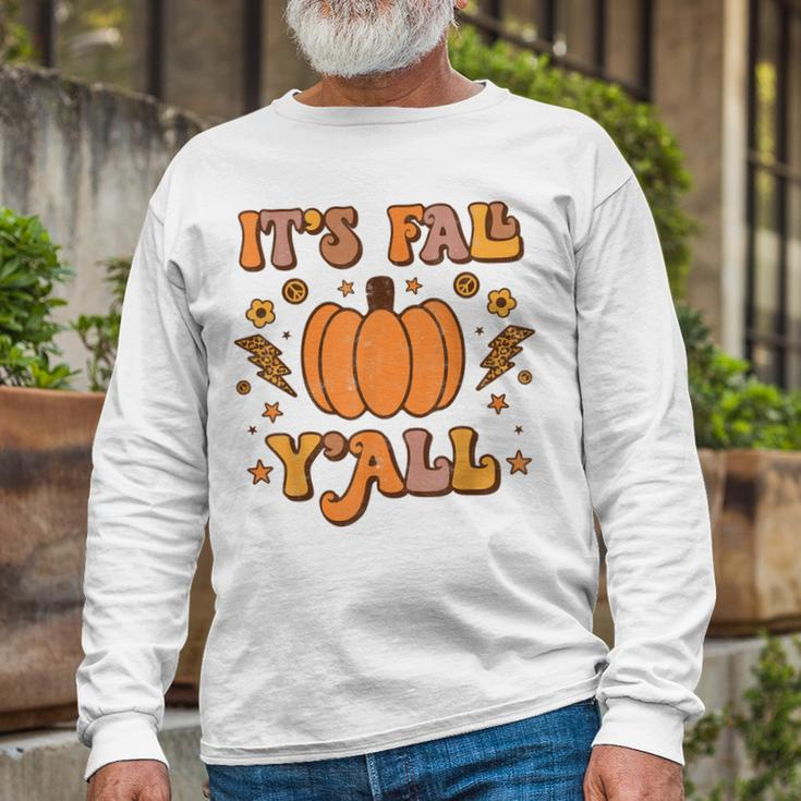 Its Fall Yall Pumpkin Spice Autumn Season Thanksgiving Long Sleeve T-Shirt Gifts for Old Men
