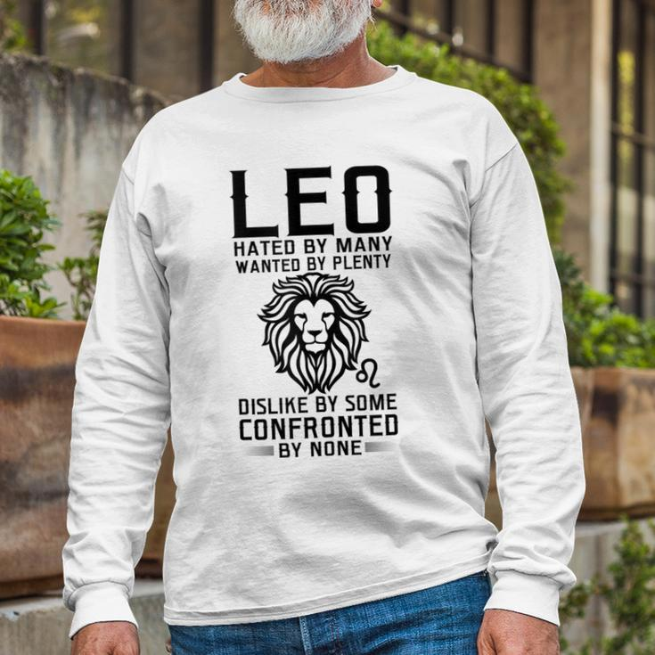 Lion Graphic Art July August Birthday Leo Zodiac Sign Long Sleeve T-Shirt Gifts for Old Men