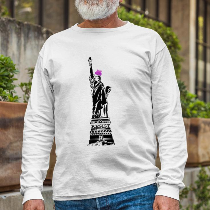 Statue Of Liberty Kitty Ears Resist Feminist Long Sleeve T-Shirt T-Shirt Gifts for Old Men