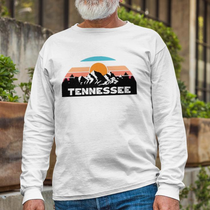 Tennessee Retro Vintage Sunset Mountain Tennessee Lovers Long Sleeve T-Shirt Gifts for Old Men