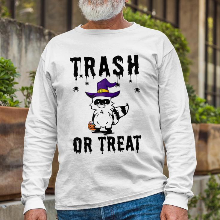 Trash Or Treat Trash Panda Witch Hat Halloween Costume Long Sleeve T-Shirt Gifts for Old Men