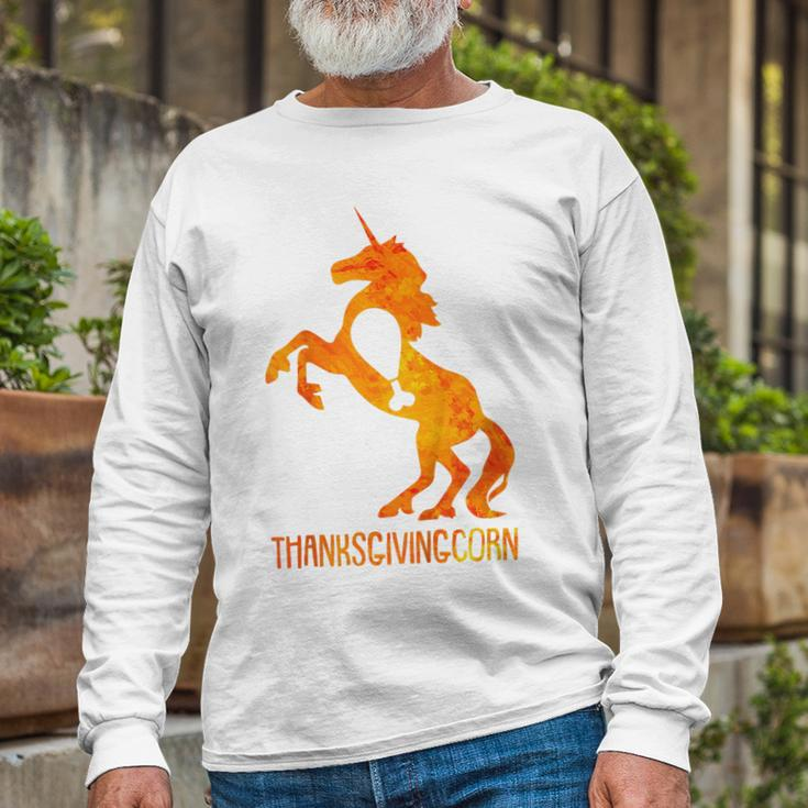Unicorn Thanksgiving Day Turkey Leg Fall Autumn Long Sleeve T-Shirt Gifts for Old Men