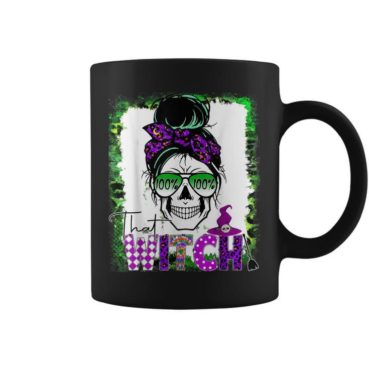 100% That Witch Halloween Costume Messy Bun Skull Witch Girl Coffee Mug