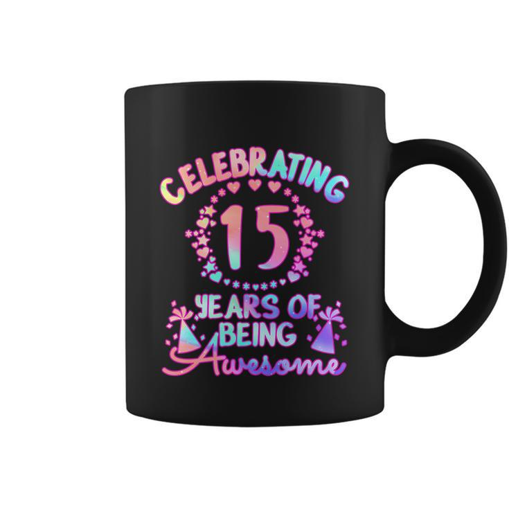 15 Years Of Being Awesome 15 Year Old Birthday Girl Graphic Design Printed Casual Daily Basic Coffee Mug