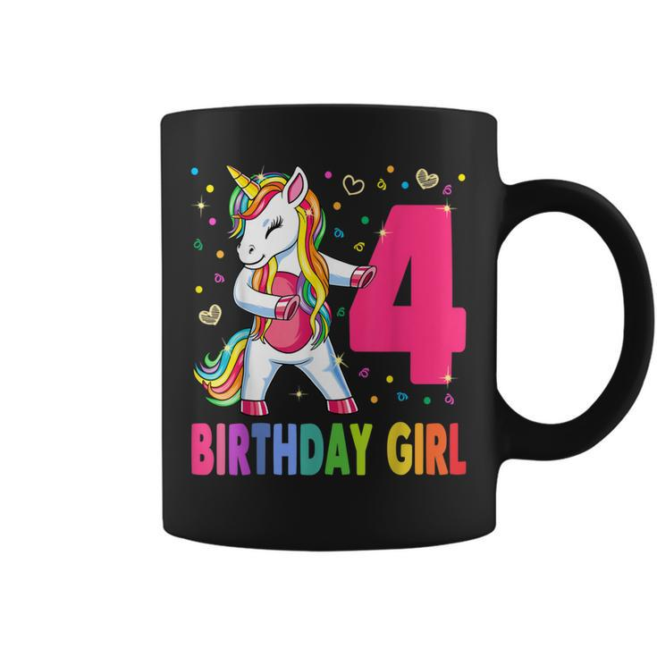 4 Years Old Unicorn Flossing 4Th Birthday Girl Unicorn Party  V3 Coffee Mug