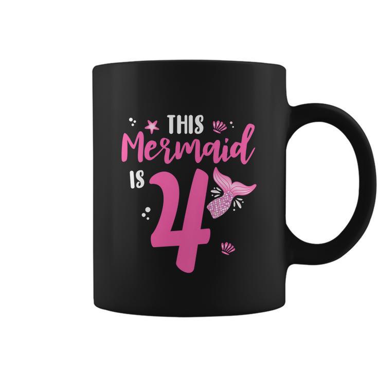 4Th Birthday Mermaid 4 Year Old Girl Funny Mermaid Party Coffee Mug