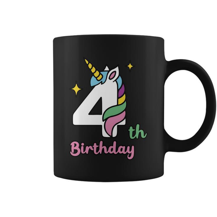 4Th Birthday Unicorn Four Unicorn Birthday Unicorn Birthday Coffee Mug