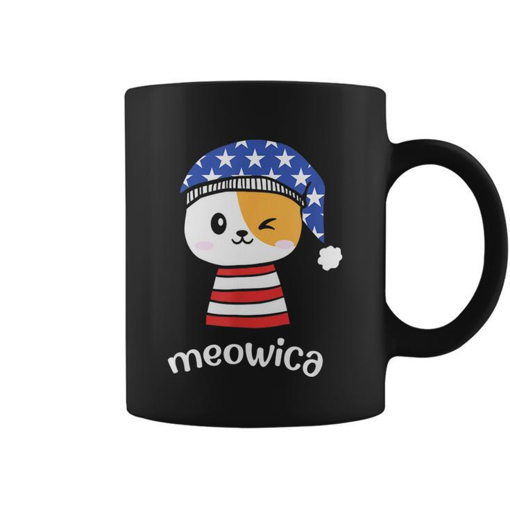 4Th Of July Cat Meowica Independence Day Patriot Usa Flag Coffee Mug