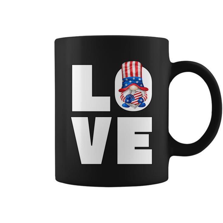 4Th Of July Gnome For Women Patriotic American Flag Heart Gift Coffee Mug