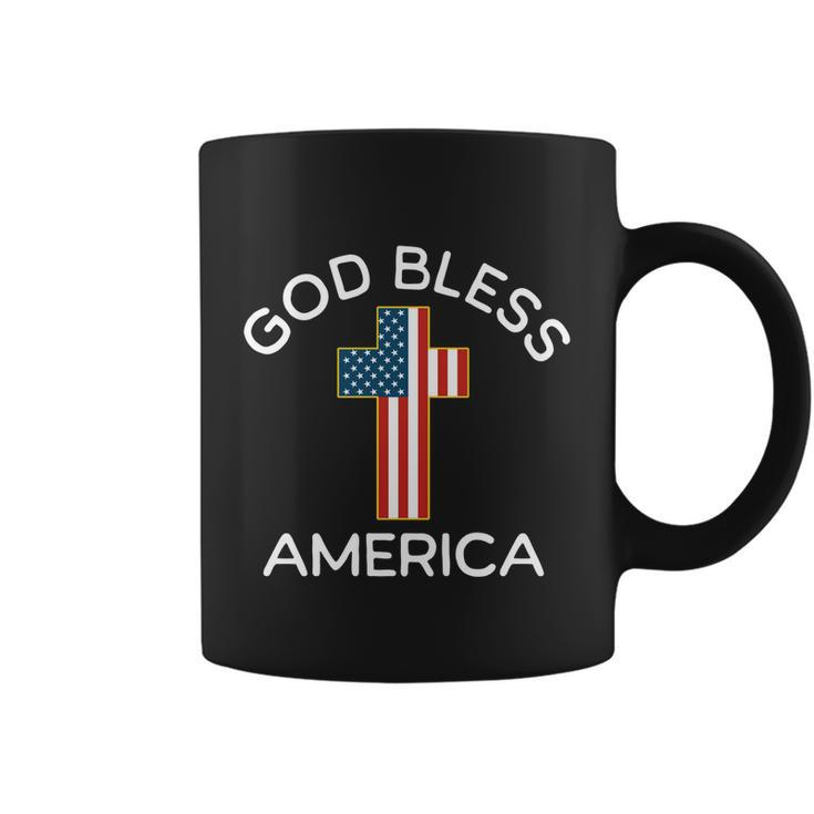 4Th Of July God Bless America Cross Flag Patriotic Religious Gift Coffee Mug