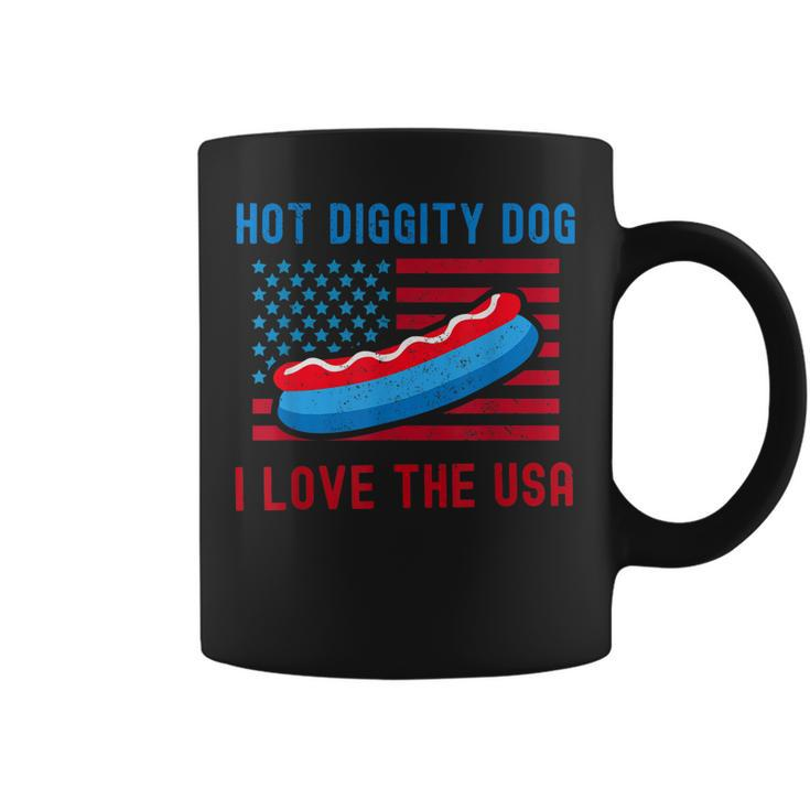 4Th Of July Hot Diggity Dog I Love The Usa Funny Hot Dog  Coffee Mug