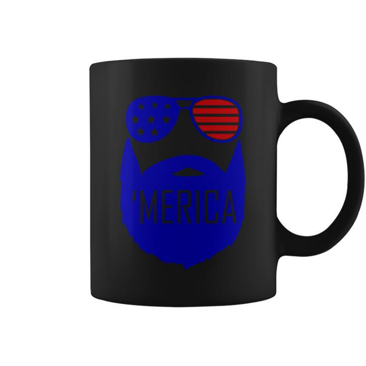 4Th Of July Merica Bearded Glasses Proud American Coffee Mug
